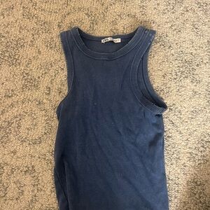 Zara Blue Ribbed Tank Top